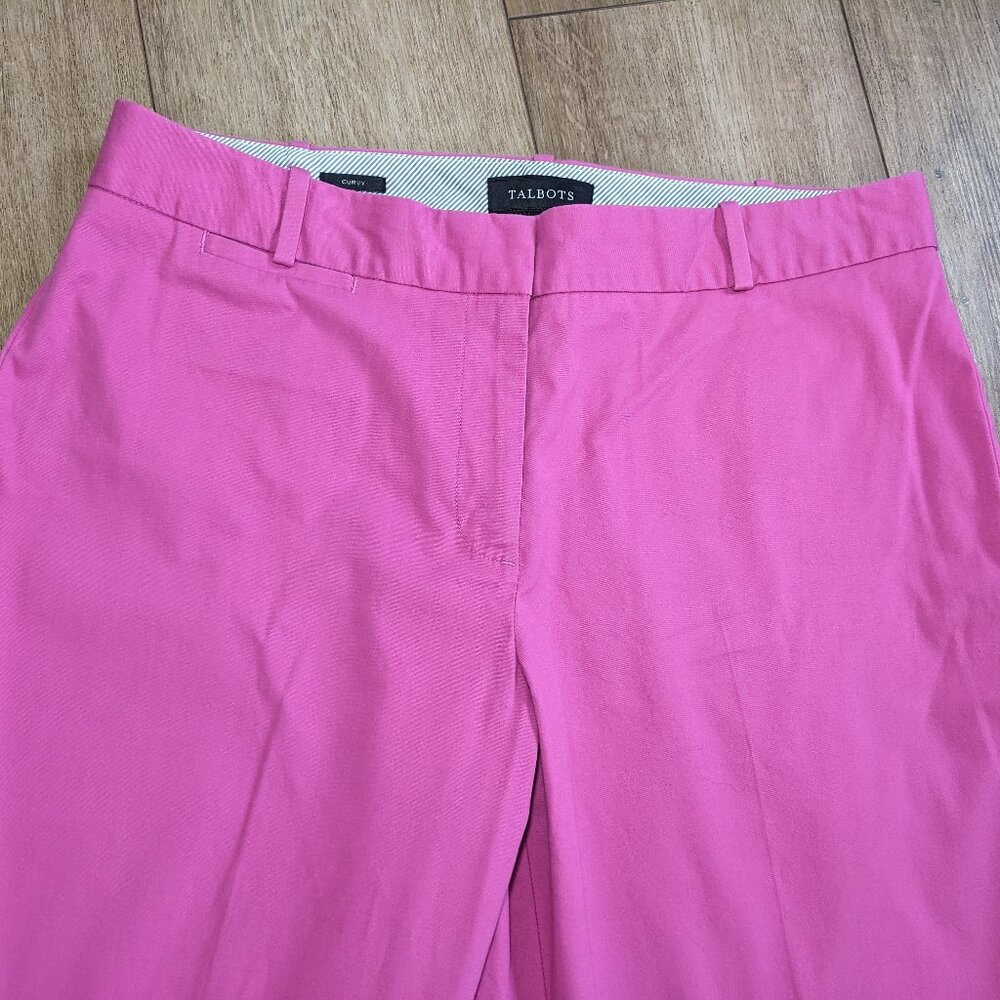 NWT Talbots Curvy Pink Cropped Pants Trousers Cotton Stretch Sz 12 inseam 26" - Picture 2 of 11